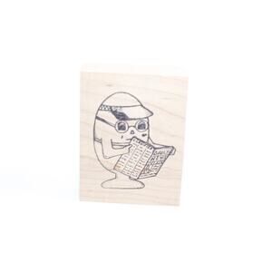 Funny Egg-shaped Person Reading a Newspaper, Message Stamp, 2000, Destiny